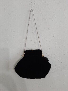 Vintage Vanessa velvet clutch mini purse on chain clasp coin evenings